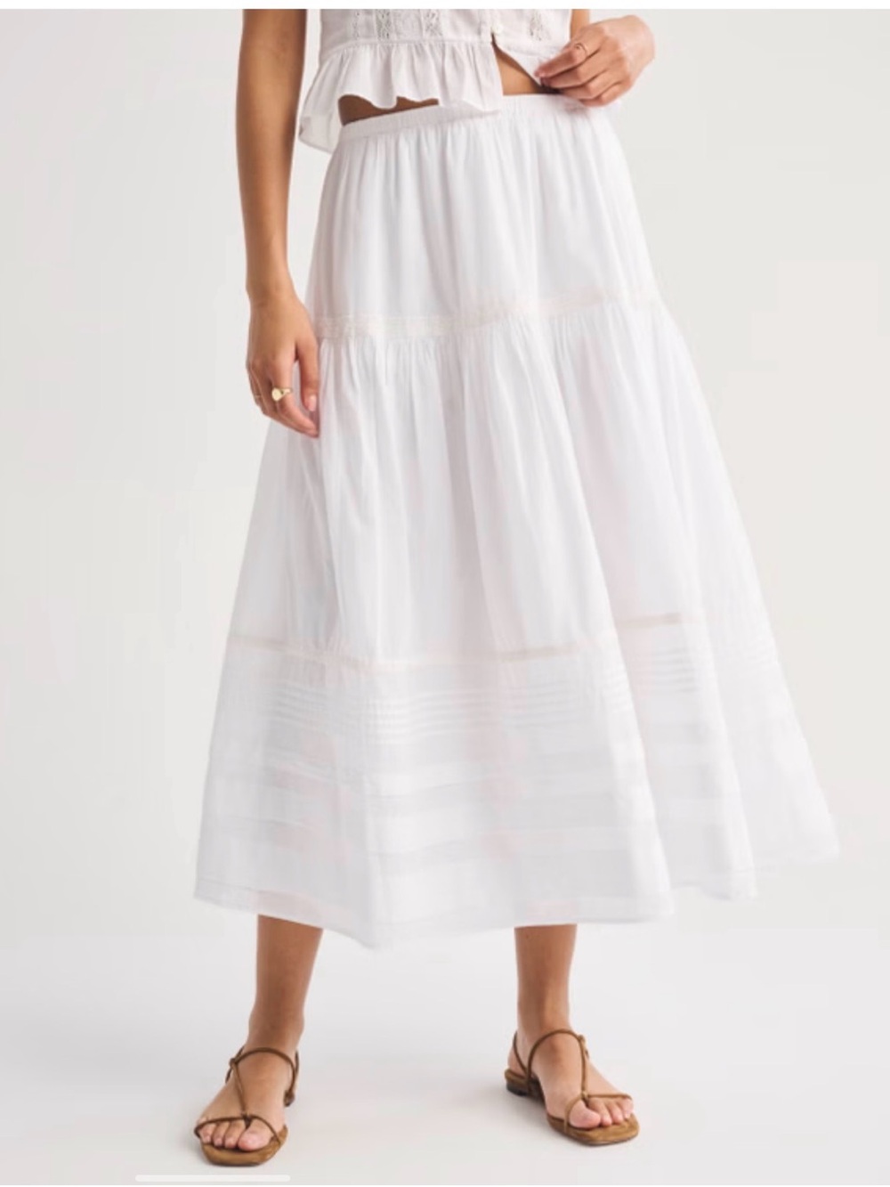 Abercrombie & Fitch White Tiered Maxi Skirt 100% Cotton